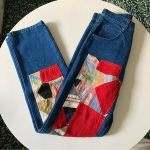 Carleen patchwork one of a kind quilt jeans